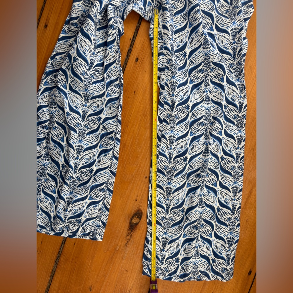 Lilly Pulitzer Bal Harbour Linen Palazzo Pant Navy Mermaids Tail Size Medium (M) - Picture 9 of 10